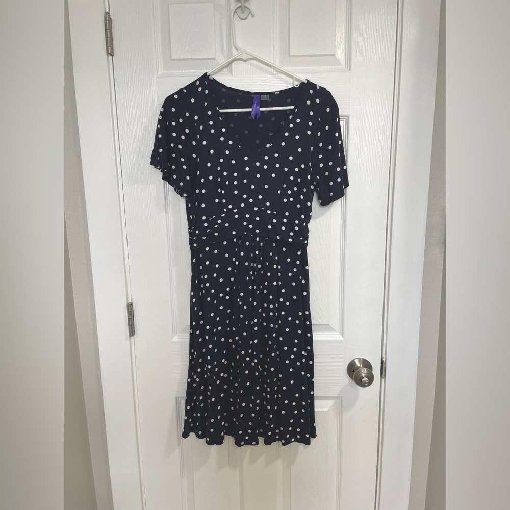 Extra small polkadot Seraphine flutter sleeve maternity and nursing dress